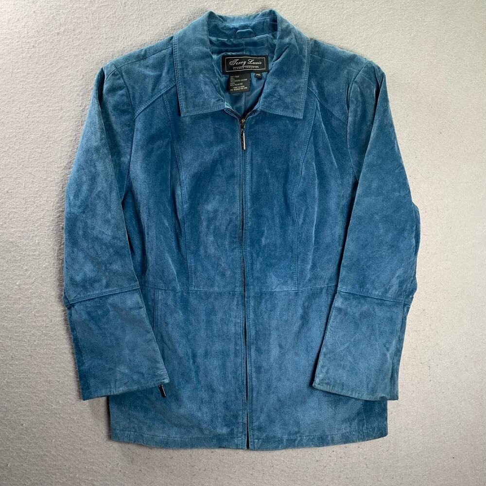 Terry Lewis Classic Luxuries Suede Jacket Womens PXL Genuine Leather Zip Up Coat